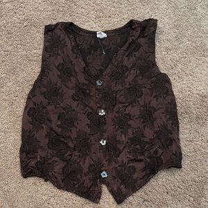 NWOT Elegant CP Shades Brown Floral Women's Top
